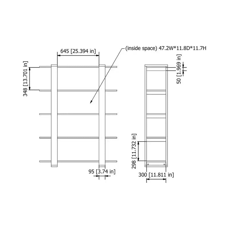 Libreria a 5 ripiani da 158,5 cm, noce/bianco, montaggio a 1 persona