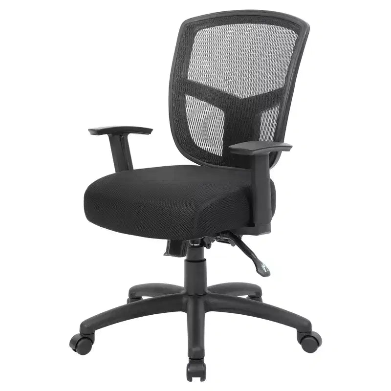 Boss Office Products Task Chair Multifunction Black: Ergonomic Mesh Back, Adjustable Seat Height & Swivel
