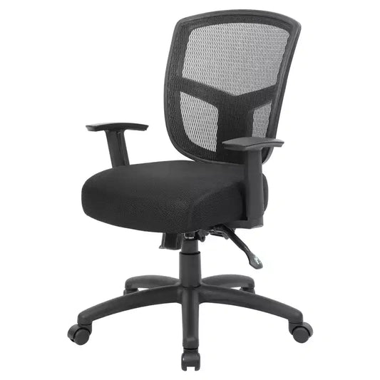 Boss Office Products Task Chair Multifunction Black: Ergonomic Mesh Back, Adjustable Seat Height & Swivel