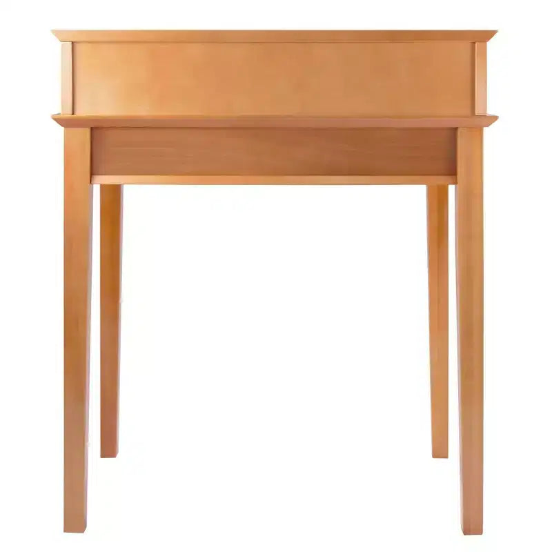 Scrivania marrone miele con alzatina, singola