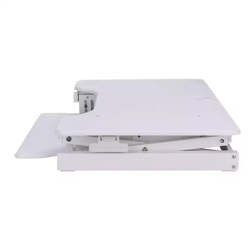 Supporto da scrivania rialzato regolabile in altezza bianco con vassoio per tastiera, 1 persona