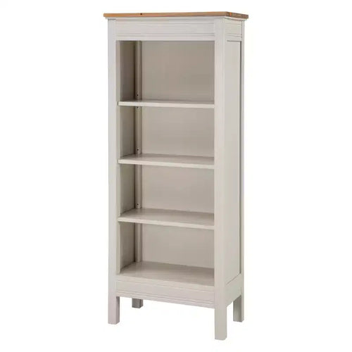 60" Savannah Tall Bookshelf Ivory with Natural Wood Top - Alaterre Furniture
