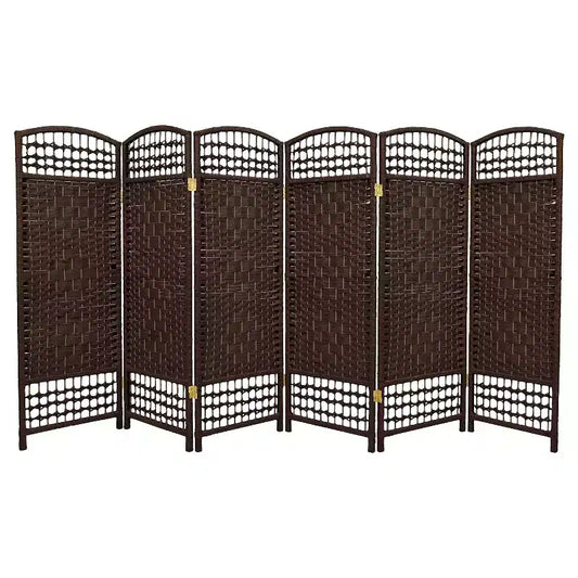 4 ft. Tall Fiber Weave Room Divider - Dark Mocha (6 Panels) - Oriental Furniture