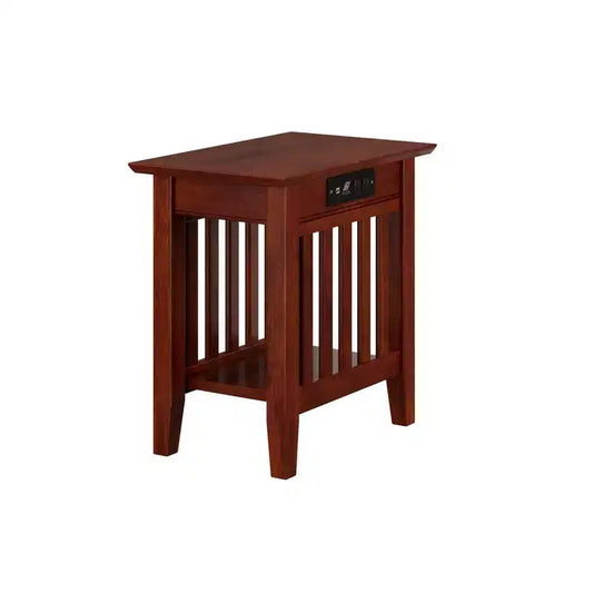 AFI Mission Chair Side Table with Charger Walnut
