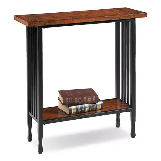 Leick Home Ironcraft Hall Stand - Mission Oak: Entryway Table with Shelf, CARB Certified, Wood Frame