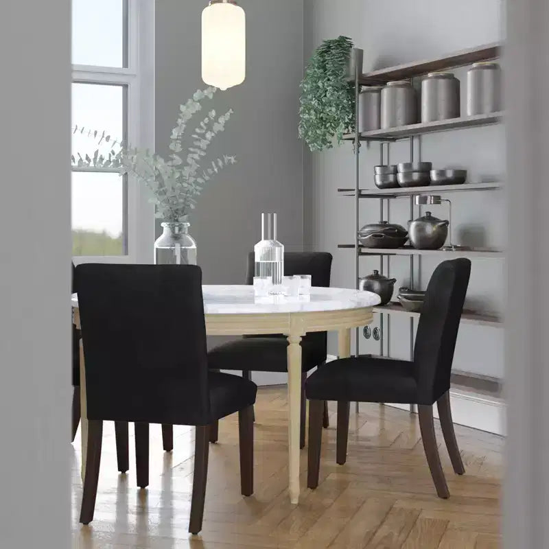 Sedia da pranzo senza braccioli in velluto, sedile singolo – Marrone / Grigio / Nero / Blu marino