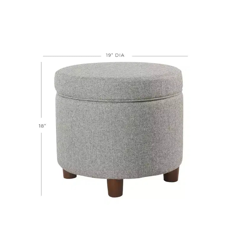 Pouf contenitore rotondo, imbottito, monoposto, vari colori