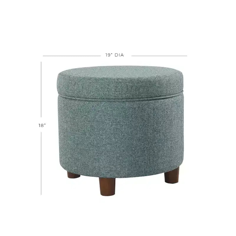 Pouf contenitore rotondo, imbottito, monoposto, vari colori