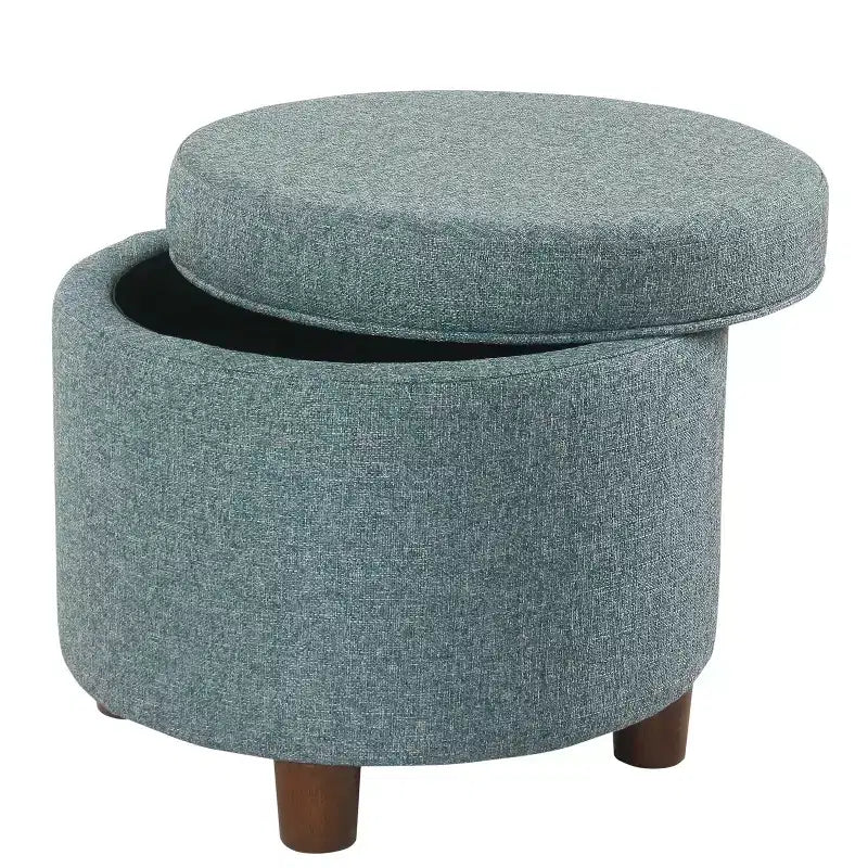 Pouf contenitore rotondo, imbottito, monoposto, vari colori