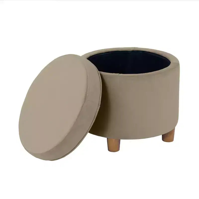 Pouf contenitore rotondo, imbottito, monoposto, vari colori