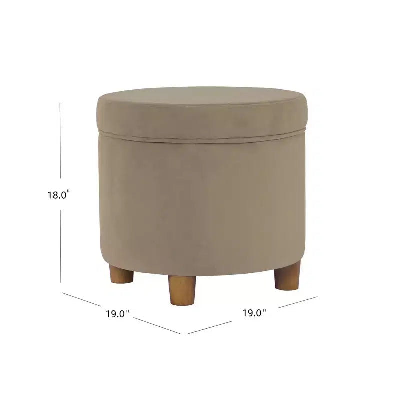 Pouf contenitore rotondo, imbottito, monoposto, vari colori