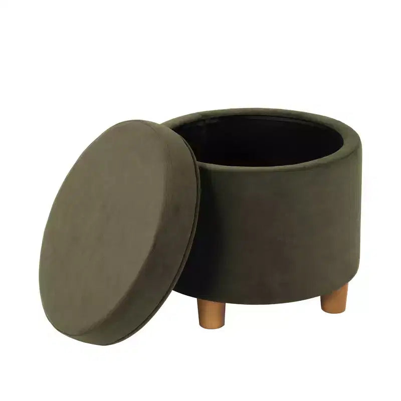 Pouf contenitore rotondo, imbottito, monoposto, vari colori