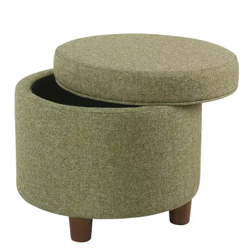 Pouf contenitore rotondo, imbottito, monoposto, vari colori