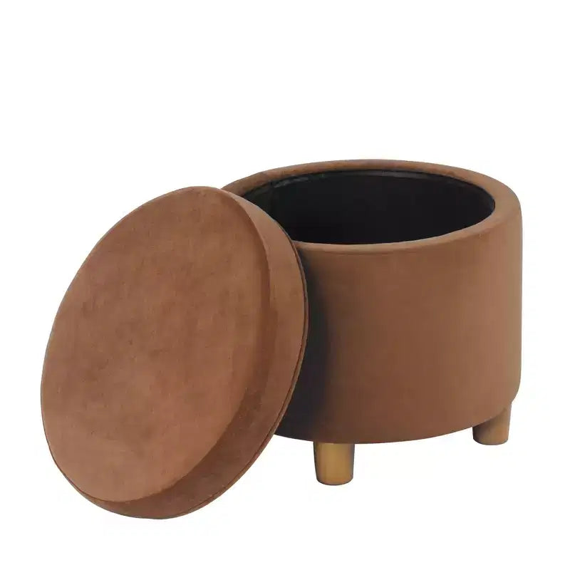 Pouf contenitore rotondo, imbottito, monoposto, vari colori