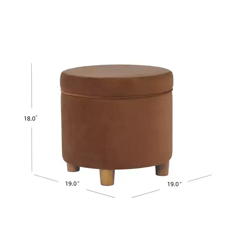 Pouf contenitore rotondo, imbottito, monoposto, vari colori