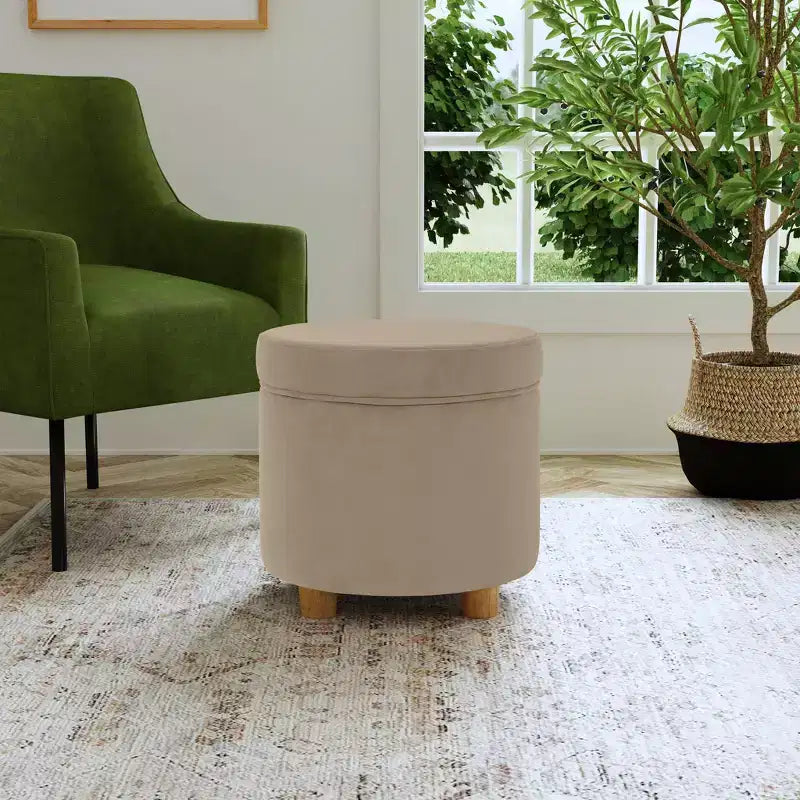 Pouf contenitore rotondo, imbottito, monoposto, vari colori