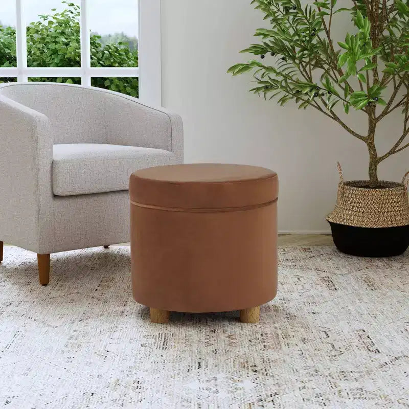 Pouf contenitore rotondo, imbottito, monoposto, vari colori
