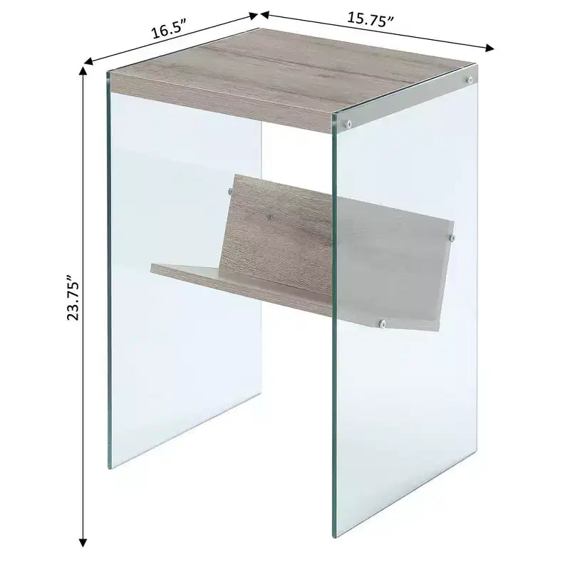 Tavolino con ripiano, rettangolare, grigio invecchiato / vetro arenaria, 1 pezzo