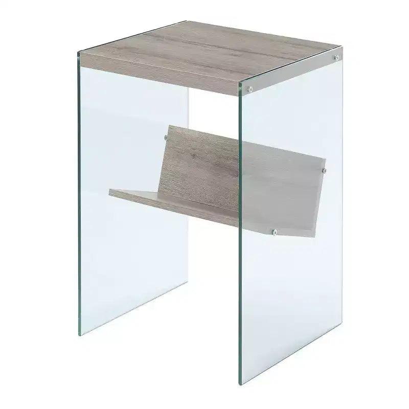 Tavolino con ripiano, rettangolare, grigio invecchiato / vetro arenaria, 1 pezzo