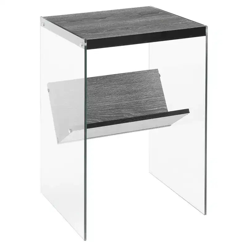 Tavolino con ripiano, rettangolare, grigio invecchiato / vetro arenaria, 1 pezzo