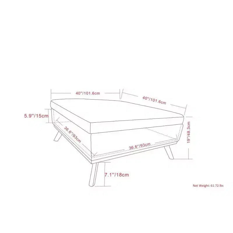 Pouff/Tavolino XL Quadrato Contenitore, Ecopelle, Effetto invecchiato, 1 Posto