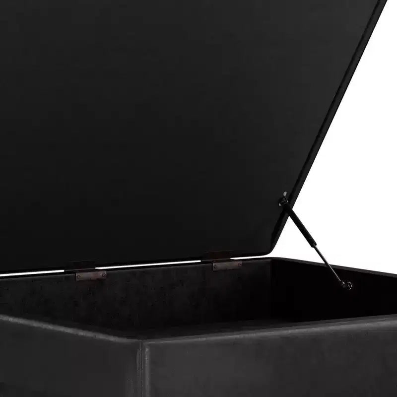 Pouff/Tavolino XL Quadrato Contenitore, Ecopelle, Effetto invecchiato, 1 Posto
